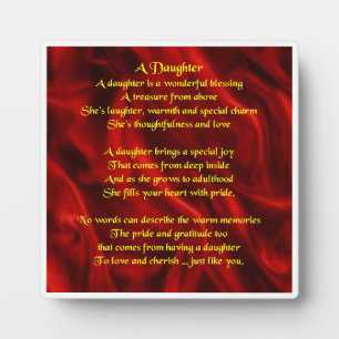 Daughter Poem Plaque - Red Silk  Design