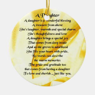 Daughter Poem - Yellow Silk Ceramic Tree Decoration