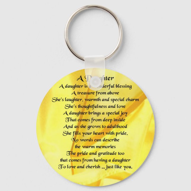 Daughter Poem - Yellow Silk Key Ring (Front)
