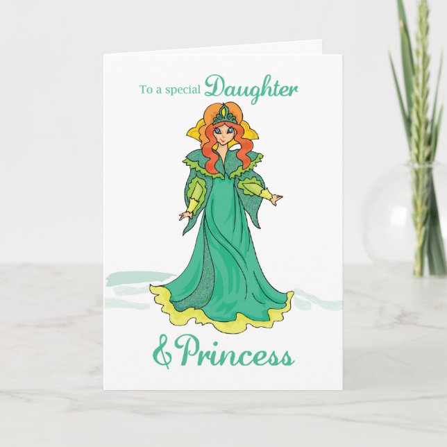 Daughter Princess Birthday, Green Card (Front)