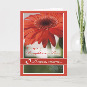 Daughter Red Gerber Daisy Valentine Holiday Card