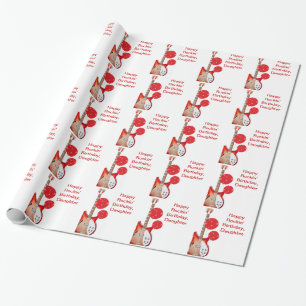 Daughter, red & White Guitar & Balloons Gift Paper
