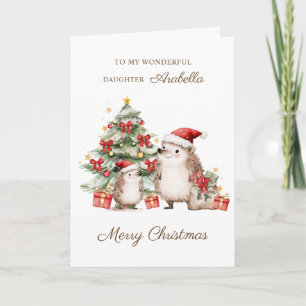 Daughter Santa Hedgehog Christmas Card