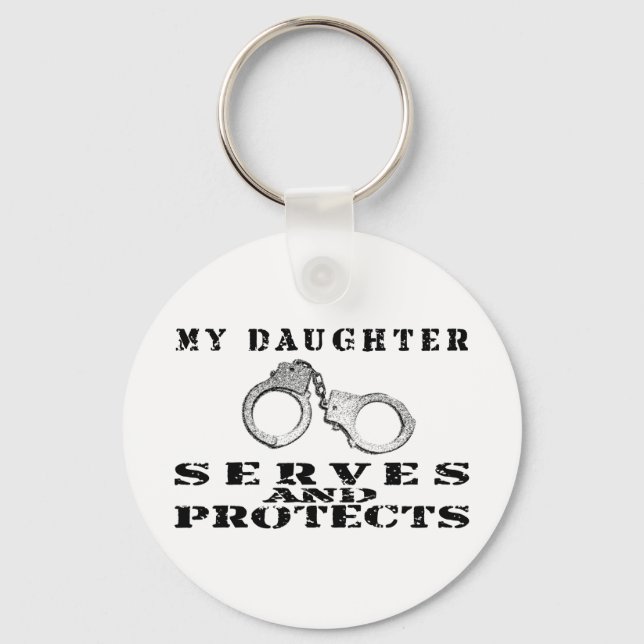 Daughter Serves Protects - Hat Key Ring (Front)