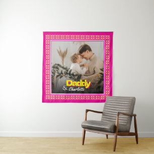Daughter Son Fathers Day Gift for Dad Custom Photo Tapestry