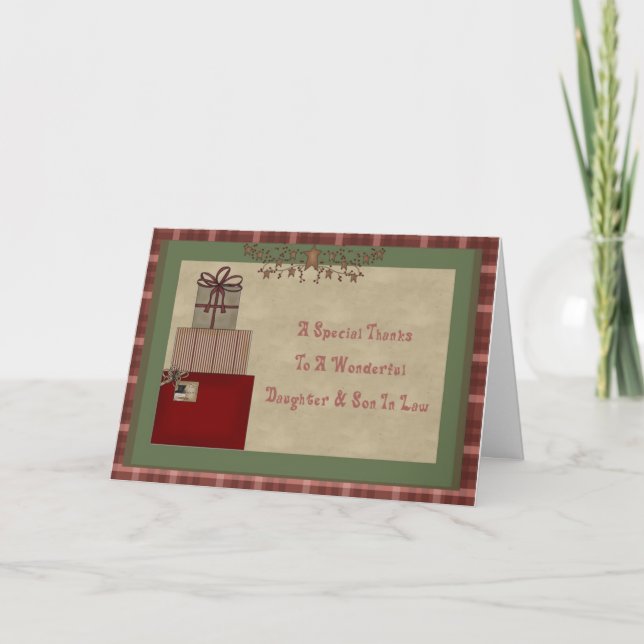 Daughter & Son In Law Christmas Gift Thank You Card (Front)