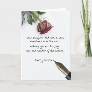 Daughter & Son in Law christmas letter on snow Holiday Card