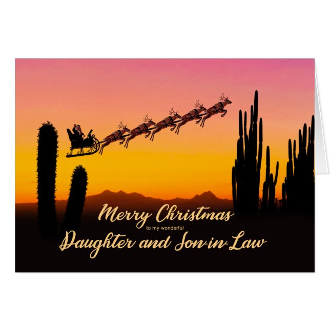Daughter Son In Law Christmas Santa Over Desert (Front Horizontal)