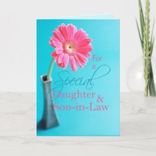 Daughter & Son-in-Law Valentine Pink Daisy Holiday Card