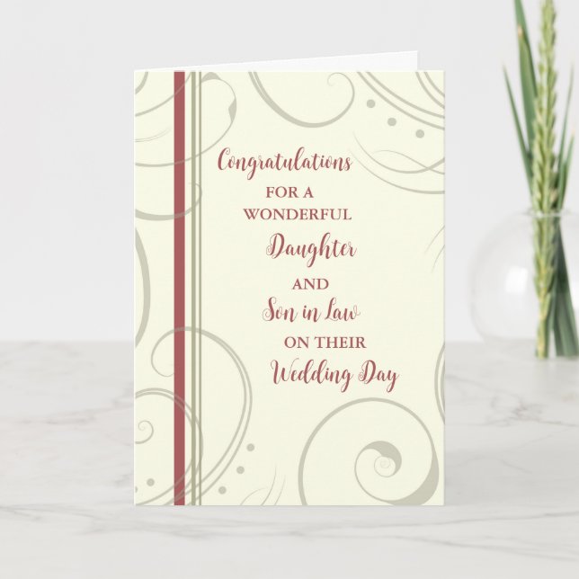 Daughter & Son in Law Wedding Day Congratulations Card (Front)