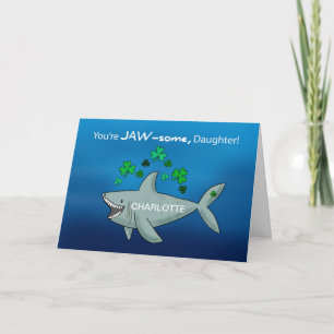 Daughter St Patricks Day Shark With Shamrocks Card