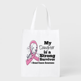 Daughter Strong Survivor Breast Cancer Reusable Grocery Bag