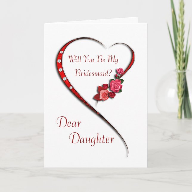 Daughter, Swirling heart Bridesmaid invite (Front)