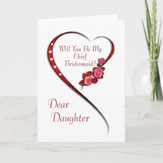 Daughter, Swirling heart Chief Bridesmaid invite (Front)