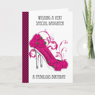 Daughter Trendy Shoe And Rose Birthday Greeting Ca Card