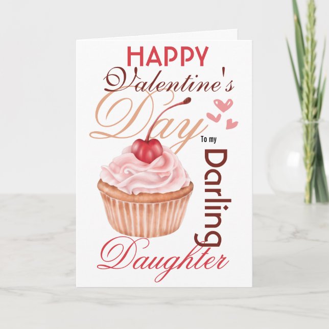 Daughter valentine cupcake cherry cute from mum holiday card (Front)