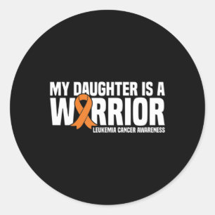 Daughter Warrior Orange Ribbon Leukaemia Cancer Aw Classic Round Sticker