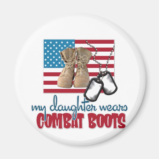 Daughter wears combat boots magnet (Front)