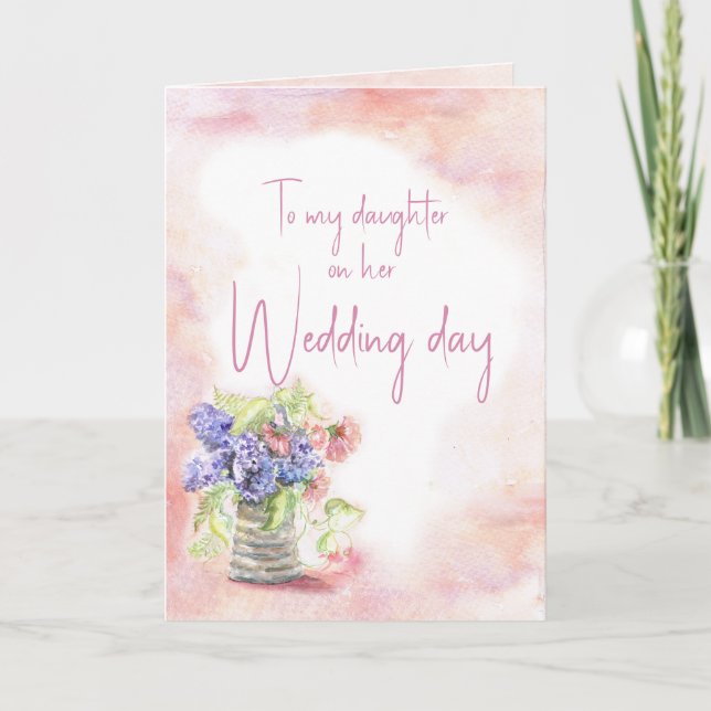 Daughter Wedding Day Watercolor Floral Card (Front)