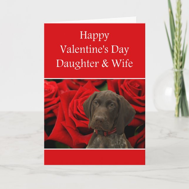Daughter & Wife Glossy Grizzly Valentine Holiday Card (Front)
