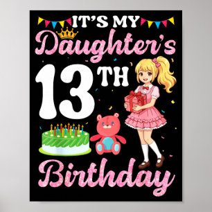 Daughter's 13th birthday princess girl mother poster
