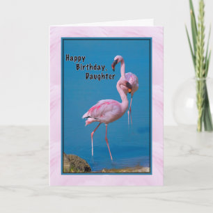 Daughter's Birthday Card with Pink Flamingo