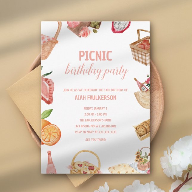 Daughter's Birthday Picnic In The Park Invitation (Creator Uploaded)