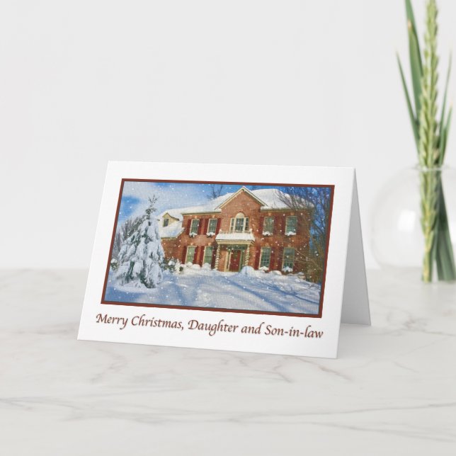 Daughter's Christmas, Snowy Home Scene Holiday Card (Front)