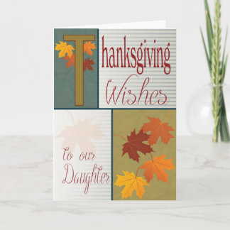 Daughter's Colourful Leafs Thanksgiving Card