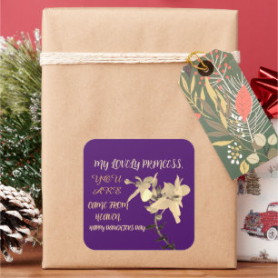 DAUGHTERS DAY FLOWER GIFT SQUARE STICKER