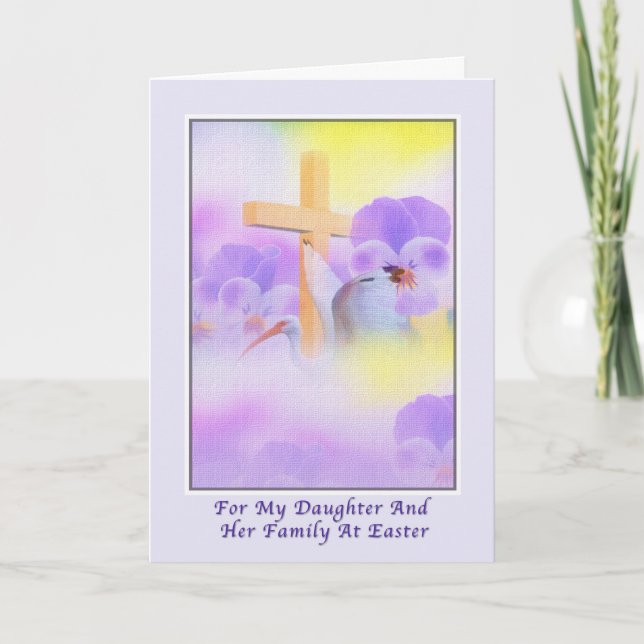 Daughter's Easter Card with Flowers and Cross (Front)