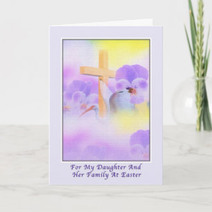Daughter's Easter Card with Flowers and Cross