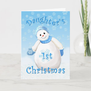 Daughter's First Christmas Snowman Holiday Card