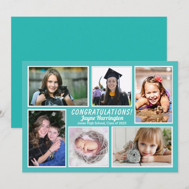 Daughter's Graduation Photo Collage Announcement (Front/Back)
