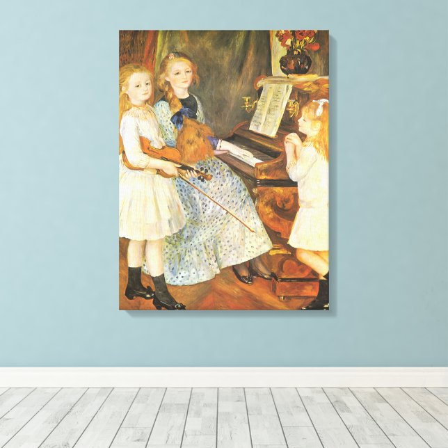 Daughters of Catulle Mendes by Pierre Renoir Canvas Print (Insitu(Wood Floor))