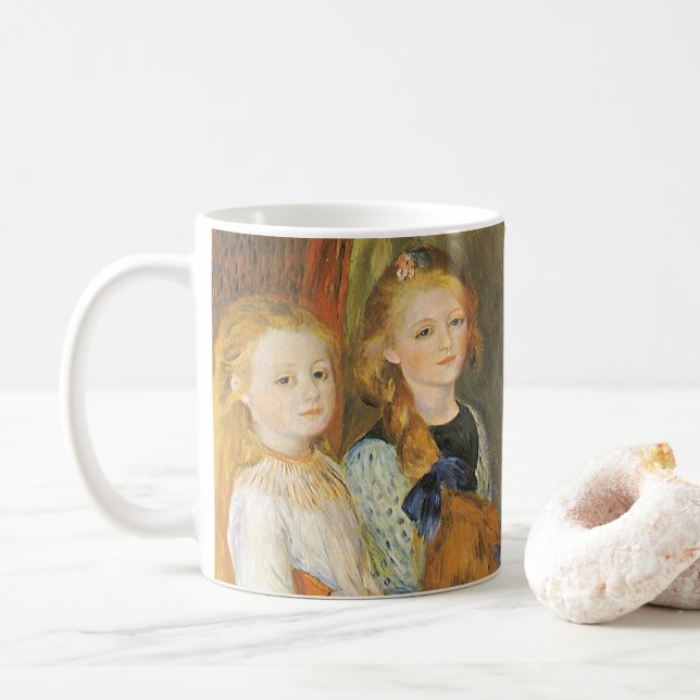 Daughters of Catulle Mendes by Pierre Renoir Coffee Mug (With Donut)