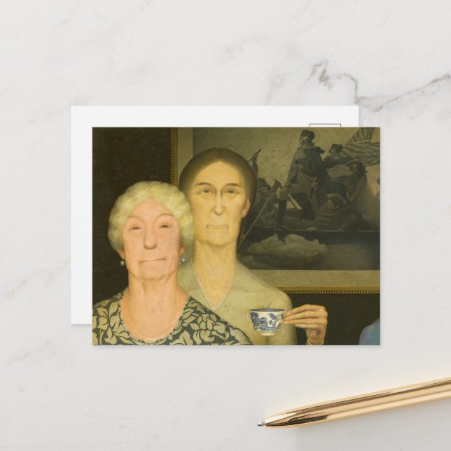 Daughters of Revolution by Grant Wood Postcard (Front/Back In Situ)