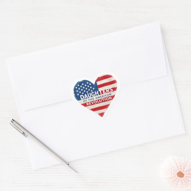 Daughters of the American Revolution DAR US Histor Heart Sticker (Envelope)