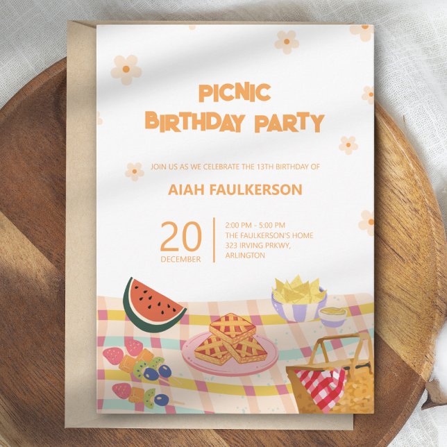 Daughter's Picnic Birthday Party Invitation (Creator Uploaded)