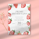 Daughter's Picnic Strawberry Theme Birthday Party Invitation<br><div class="desc">Celebrate your daughter's special day with our charming Daughter's Picnic Strawberry Theme Birthday Party Invitation! This delightful invitation is adorned with sweet strawberry-themed illustrations, perfect for a fun and festive celebration. Imagine the joy on your daughter's face when she receives this adorable invitation featuring vibrant red strawberries, lush green leaves,...</div>