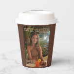 Daughters Sweet Sixteen Photo Magazine Birthday Paper Cups<br><div class="desc">This sweet sixteen photo magazine mock up looks great on these paper cups. It features a picture of your birthday girl with bronze brown lettering on the front. On the reverse a rich chocolate brown and a message to the guests. Happy sweet 16th birthday to your daughter, granddaughter or niece....</div>
