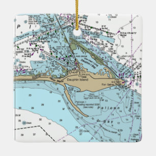 Dauphin Island AL Chart Ceramic Ornament