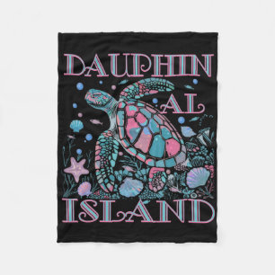 Dauphin Island Al Turtle Lover Colorful Beach Souv Fleece Blanket