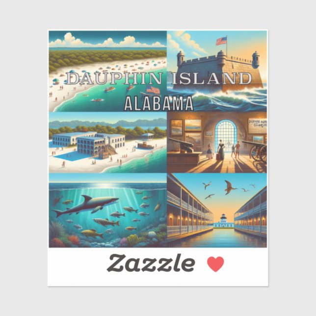 Dauphin Island Alabama 3 Inch Vinyl Sticker (Sheet)
