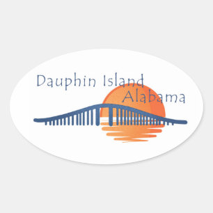 Dauphin Island, Alabama bridge and sunset  Oval Sticker