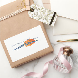 Dauphin Island Alabama bridge and sunset.  Rectangular Sticker