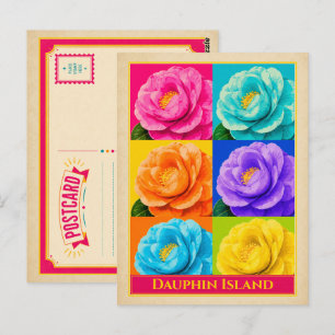 Dauphin Island Alabama Camellia Flower Viintage Postcard