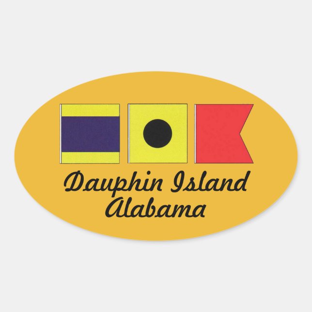 Dauphin Island Alabama Maritime Signal Flag Oval Sticker (Front)