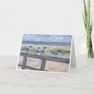 Dauphin Island Public Beach Pier Seagulls Card