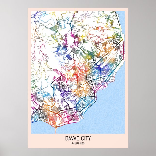 Davao City Philippines City Map Poster (Front)